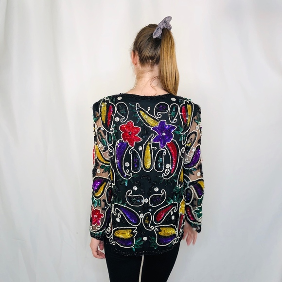 Vintage Nina Couture Beaded Sequin Jacket 0448 - Picture 3 of 7